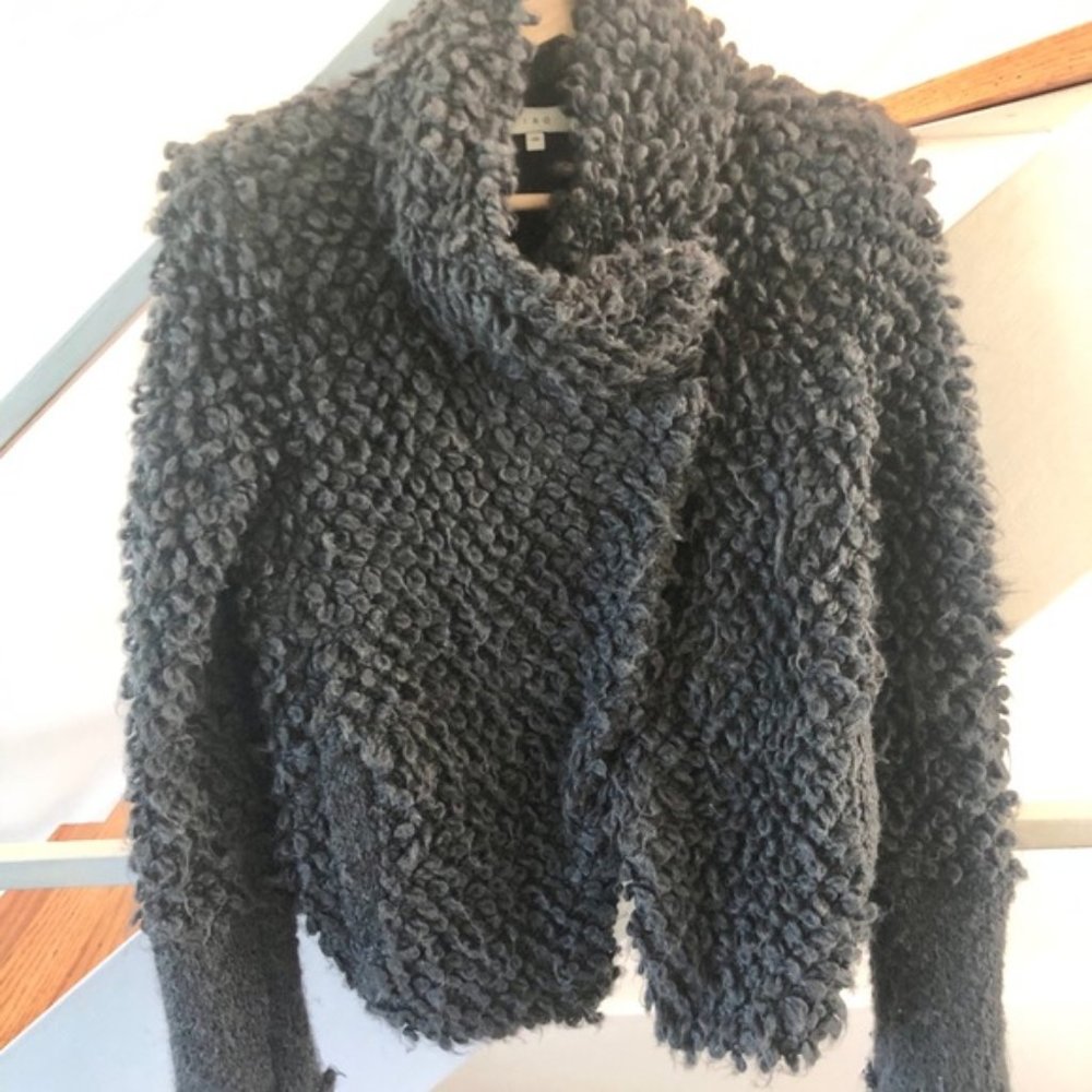 IRO Caty Boucle Knit Jacket Gray SZ 36